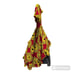 Asymmetrical African Cotton Wrap Dress One Size Red and Gold Waterfall Ankara