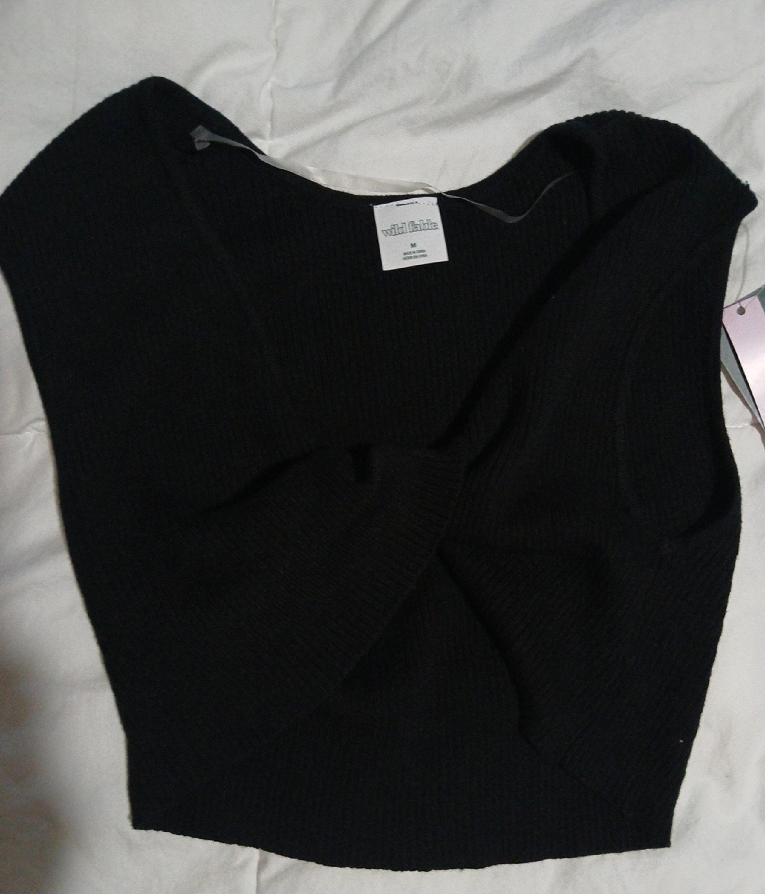 Nwt wild Fable cropped ribbed black tie knot sleeveless top size medium