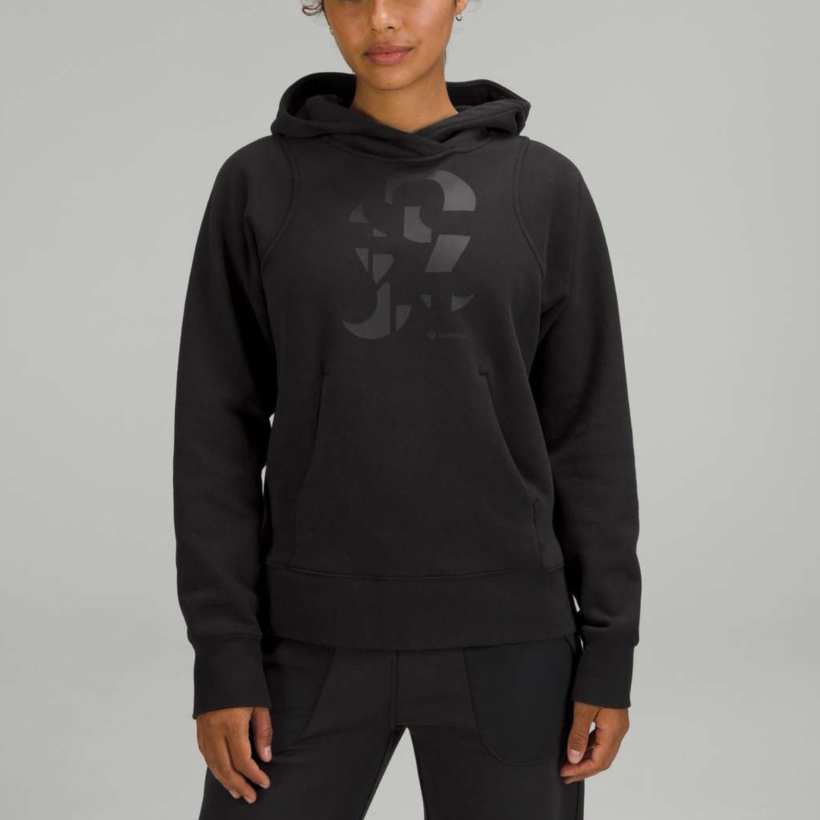 Lululemon Loungeful Hoodie Sz 8 *Graphic In Black