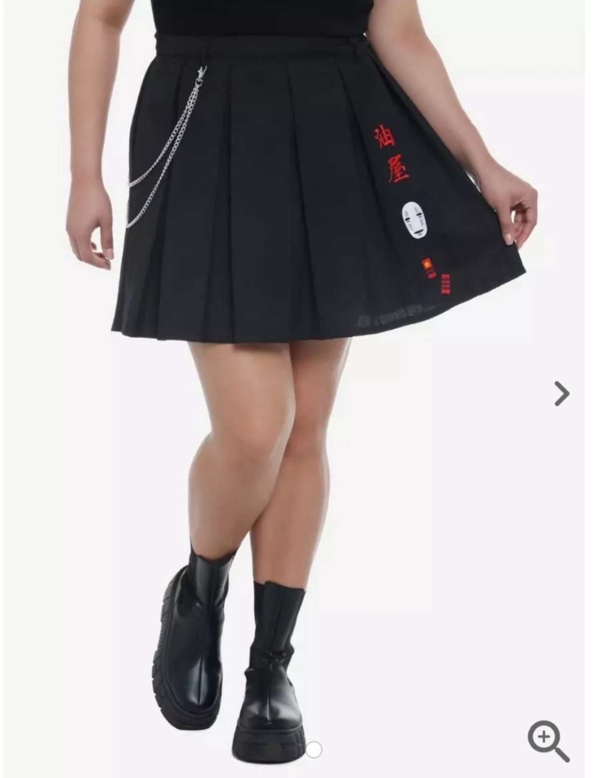 Studio Ghibli Spirited Away No-Face Chain Pleated Skirt Plus Size
