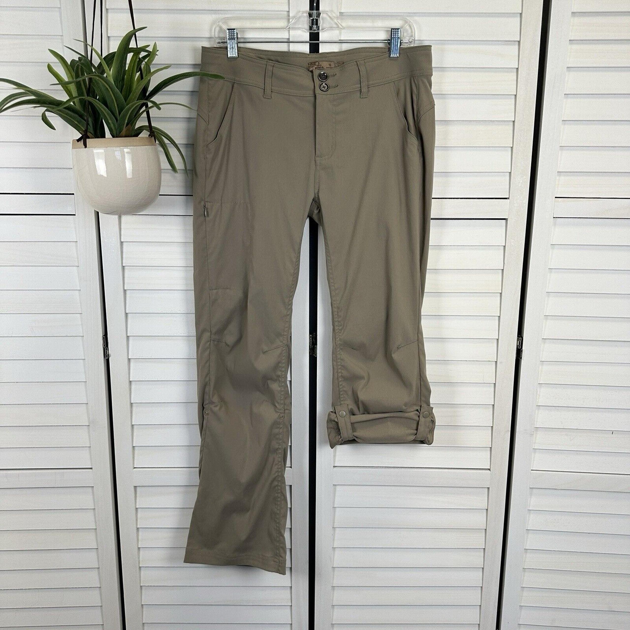 Prana Halle Pant Dark Khaki Convertible Roll Up Hiking Outdoor Size 10 Short