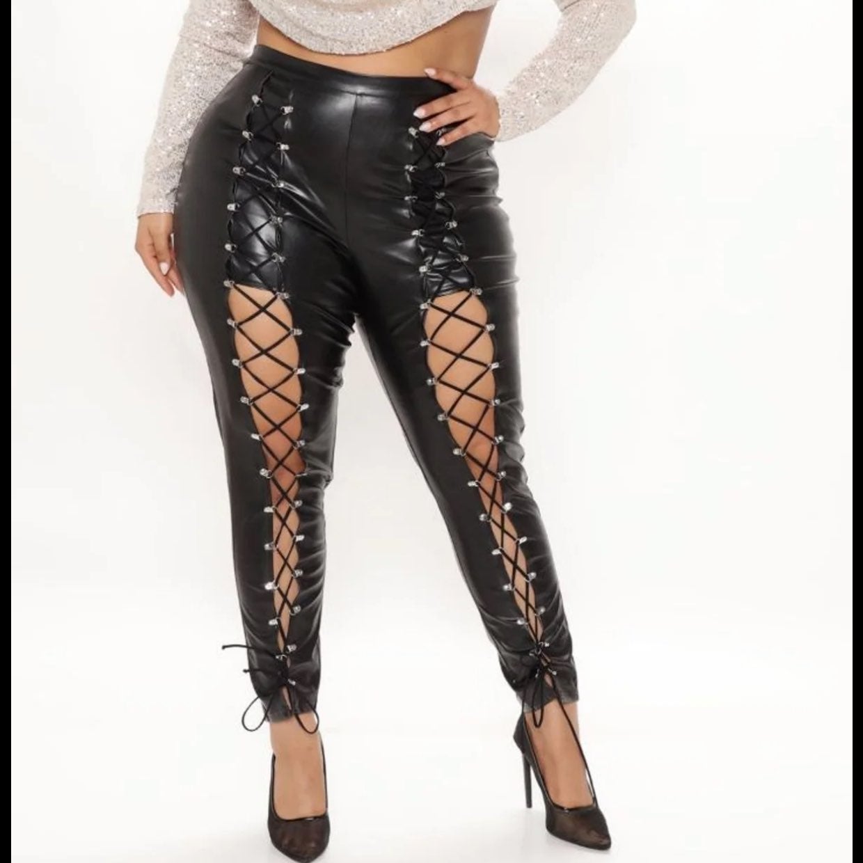 Lace Up Leather Pants | Mercari Lace Up Leather Pants | Mercari