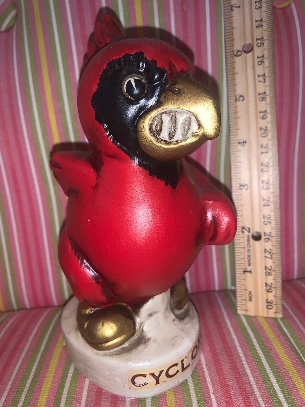 Vintage Iowa State Cyclones Paper Mache chalk ware bank made Japan University