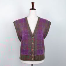 Vintage Plaid Wool Blend '80s V-Neck Sweater Vest