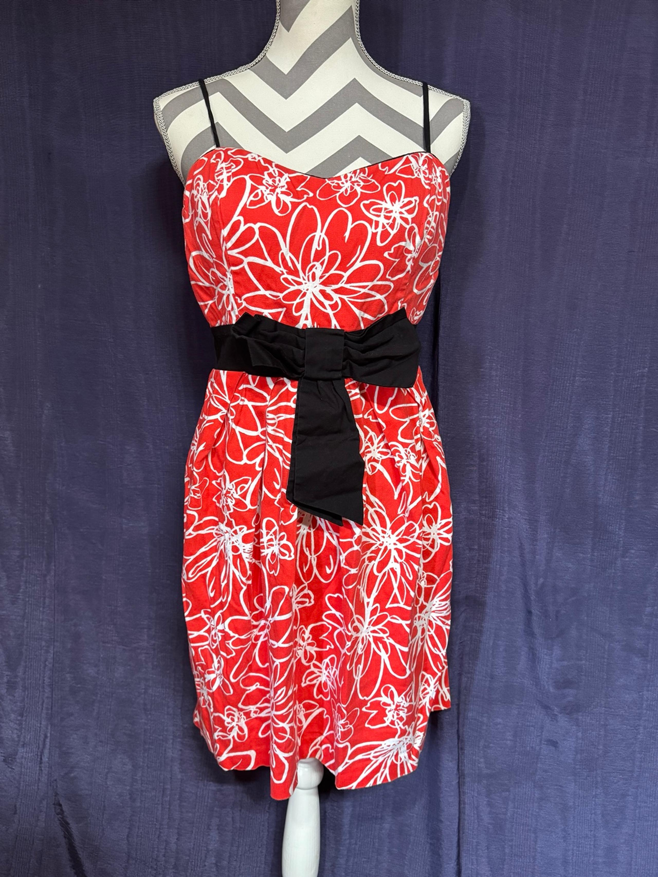 B Smart Red, Black, & White Bow Flower Dress
