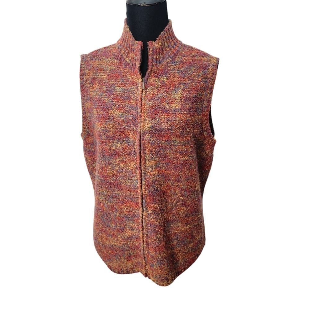 Vintage Talbots Sleeveless Soft Multicolor Wool Blend Sweater Vest Size Large