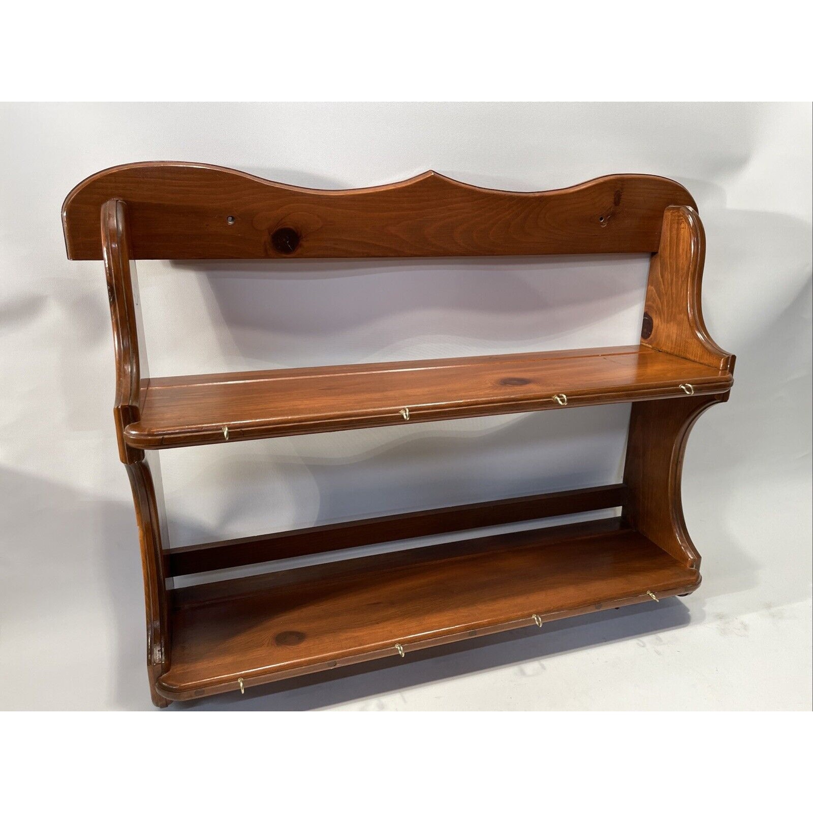 Vintage Wood Wall Tea Cup/Saucer Two Shelf 8-cup Display Shelf Knick Knack