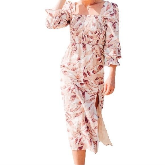 House of Harlow 1960 Women´s Linen Blend Palm Leaf Print Small beige Rose