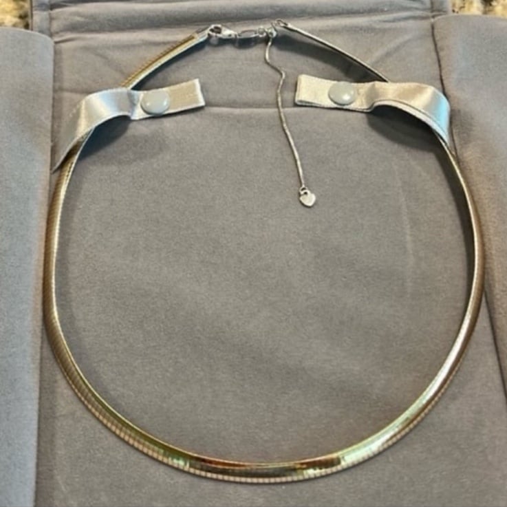 14k yellow gold Omega Necklace sterling silver 6mm Reversible Domed adjustable