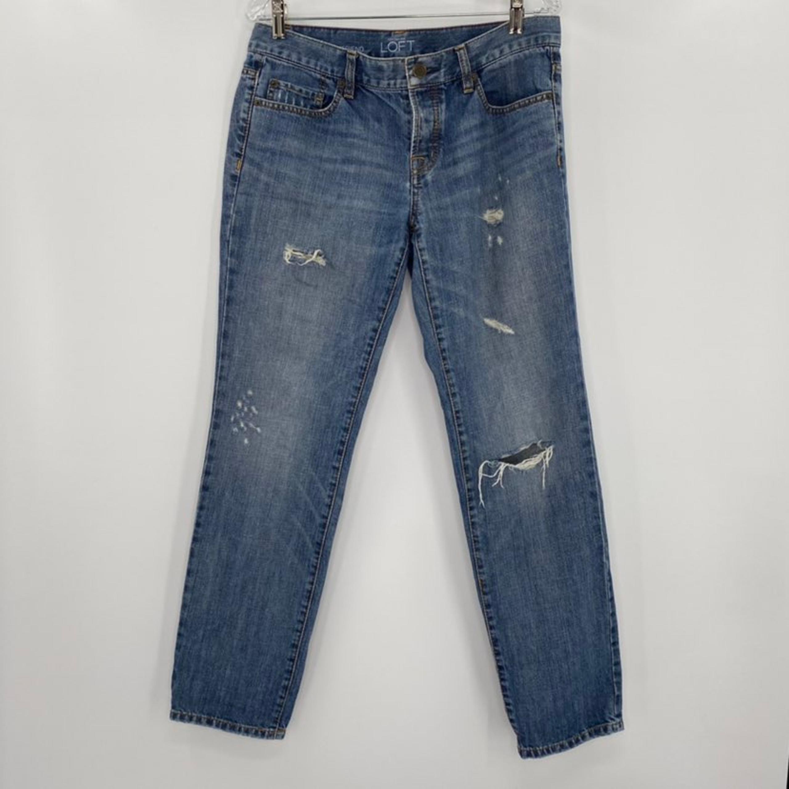 LOFT Button Fly Distressed Jeans Size 4