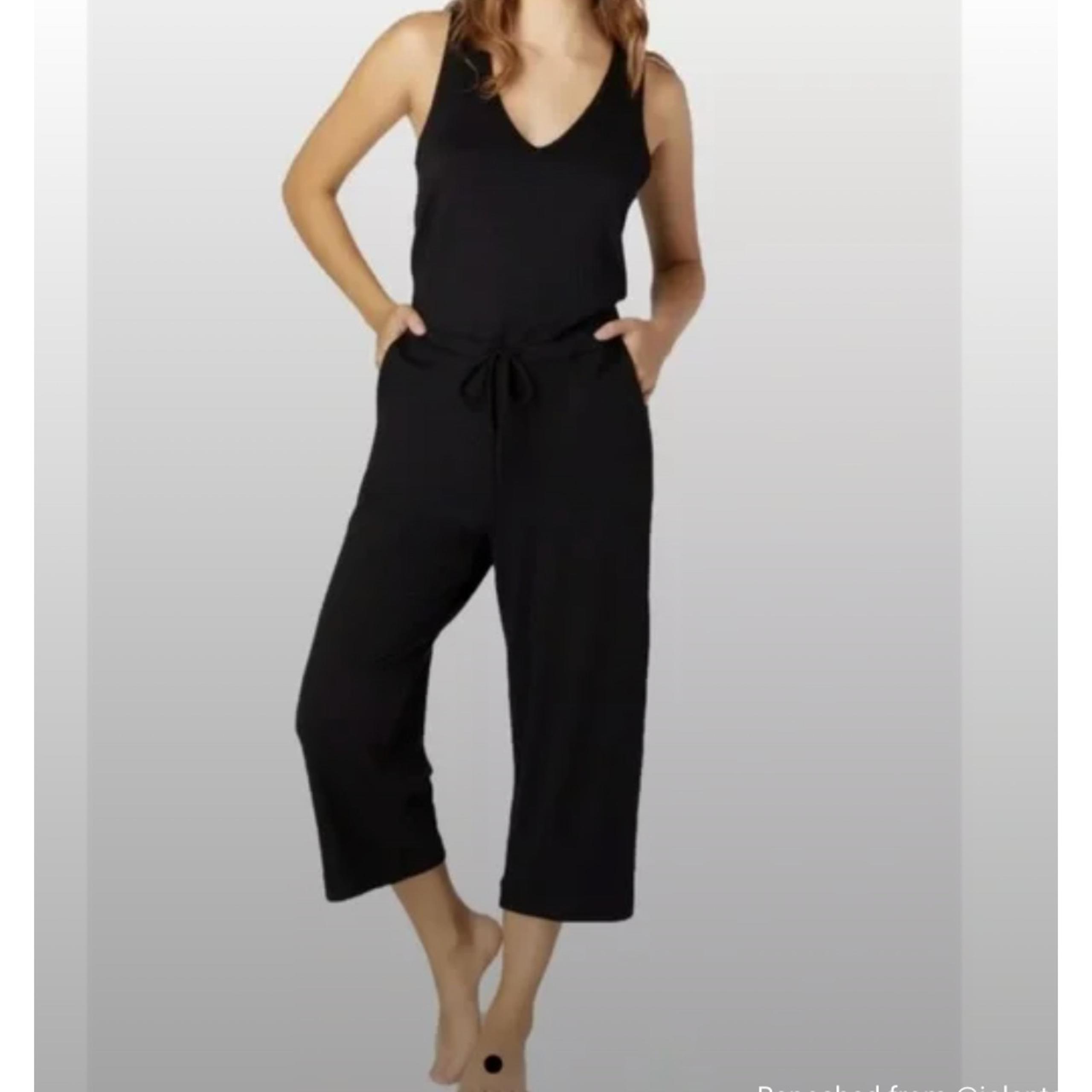 BEYOND YOGA | Solid Choice Black Wide Leg Jumpsuit | Size Extra Small
