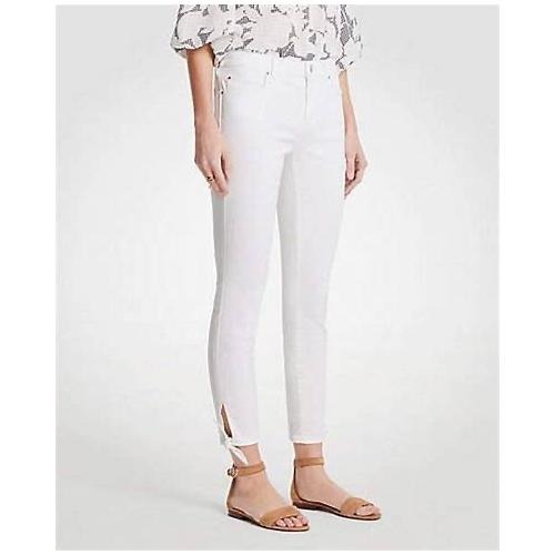 Ann Taylor Modern Ankle Tie Skinny Crop Jeans in White-Size 10