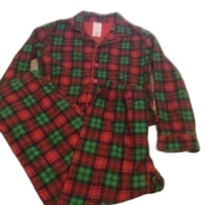 Girls size 10/12 large Christmas green and red flannel boutique pajamas