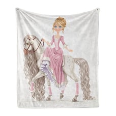 Princess on White Horse Ambesonne Feminine Soft Flannel Fleece Throw Blanket Plu