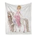 Princess on White Horse Ambesonne Feminine Soft Flannel Fleece Throw Blanket Plu