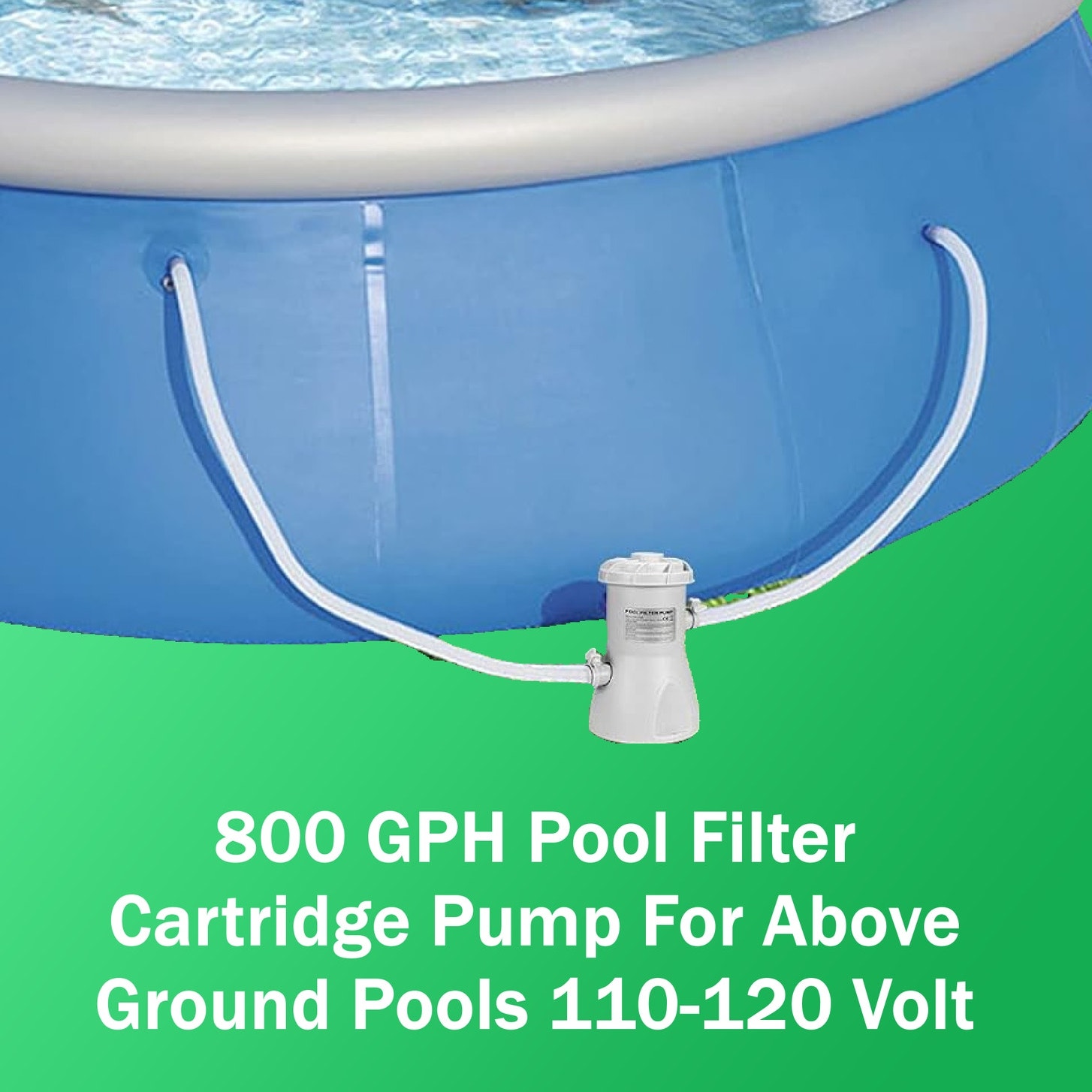 800 GPH Pool Filter Cartridge & Pump For Above Ground Pools 110-120 Volt