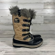 Sorel Women's Tofino Cate Boots Quilted Faux Fur Winter Snow NL1937 Brown US 9
