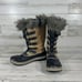 Sorel Women's Tofino Cate Boots Quilted Faux Fur Winter Snow NL1937 Brown US 9
