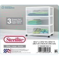 Wide 3 Drawer Cart White