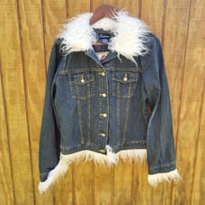 No Boundaries Vintage Faux Fur Denim Jacket NWT Juniors Size L 11/13