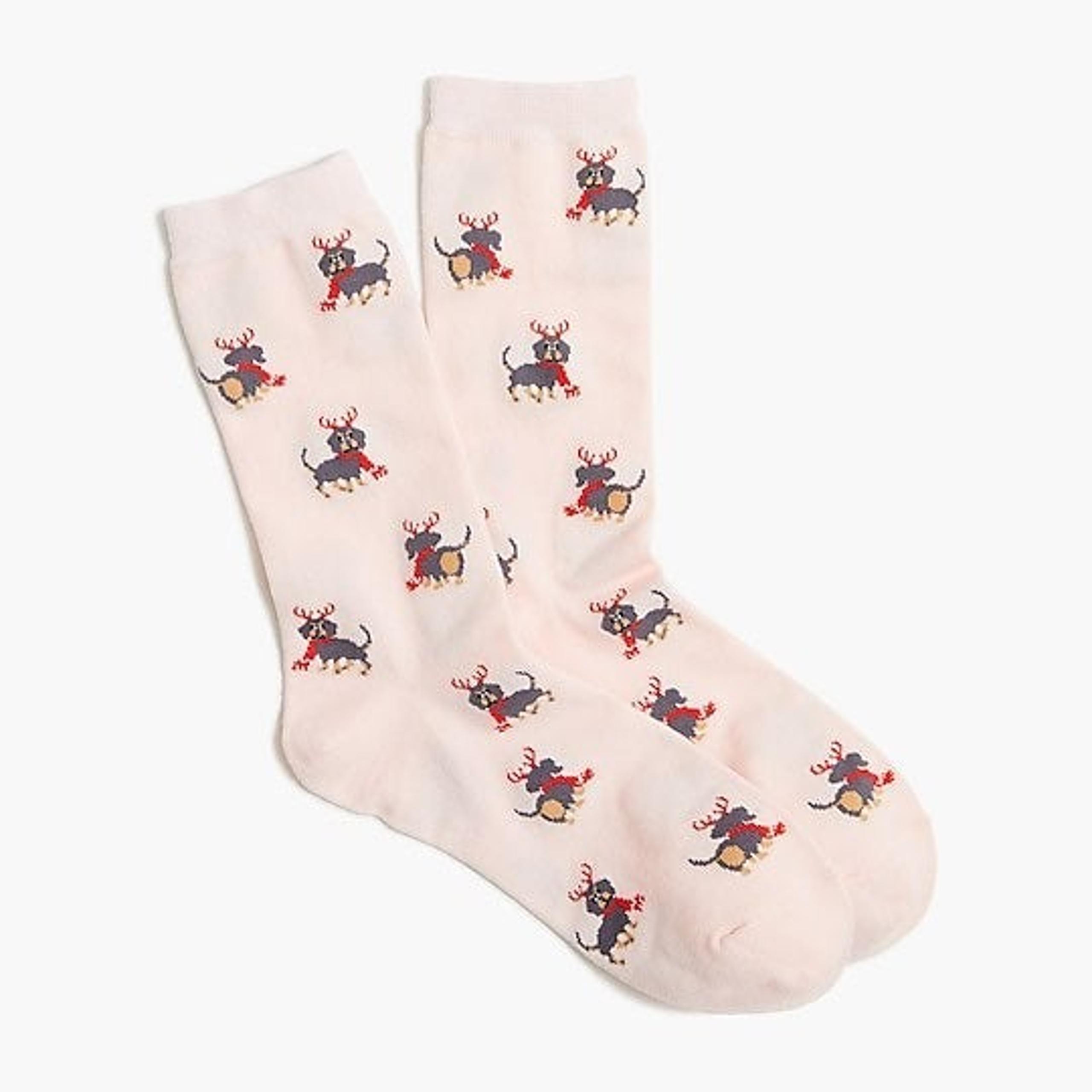 NWT J.Crew Dachshund Reindeer Trouser Socks BC330