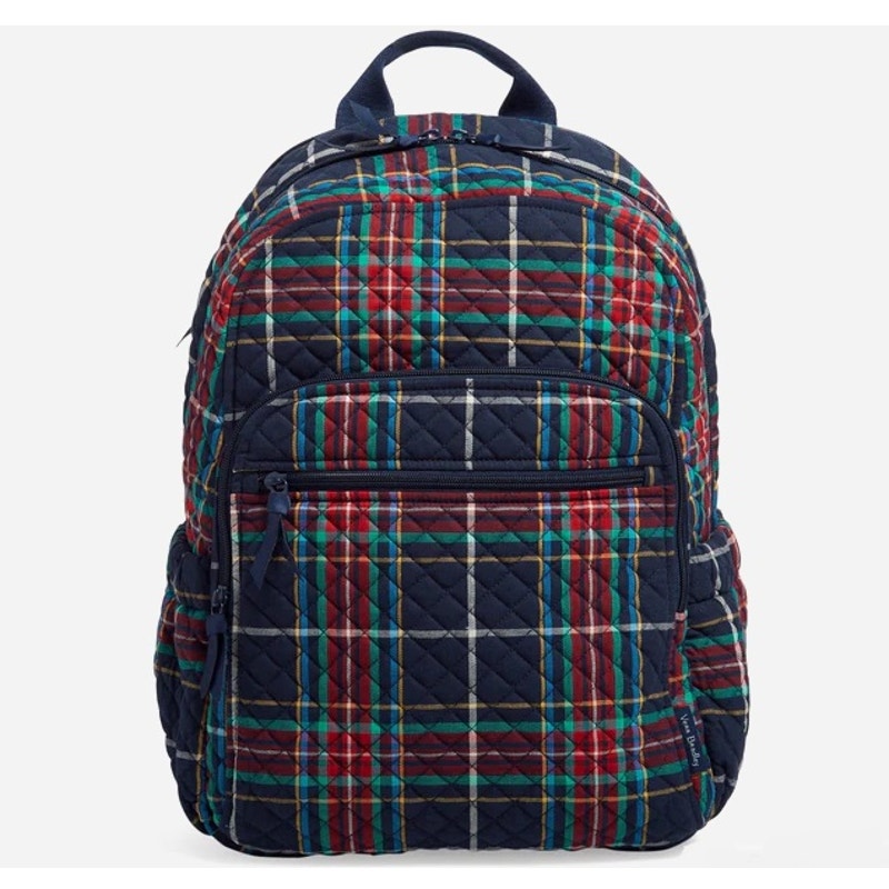 Vera Bradley NEW Campus Backpack ~ Tartan Plaid Burgundy Green Navy Bag NWT