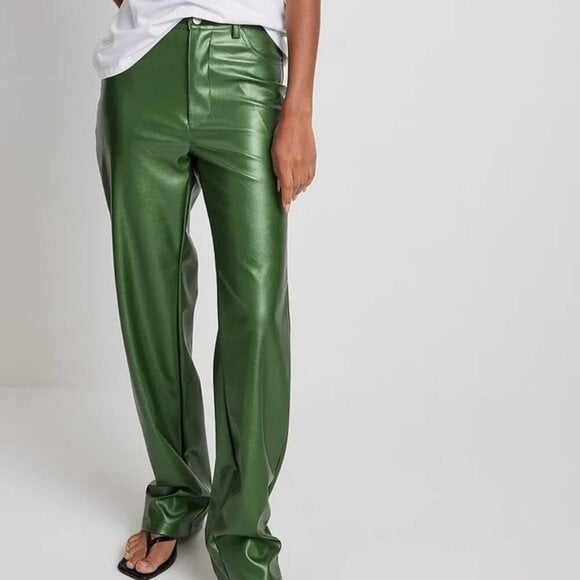 Victoria Waldau x NA-KD Metallic PU Trouser Pant
