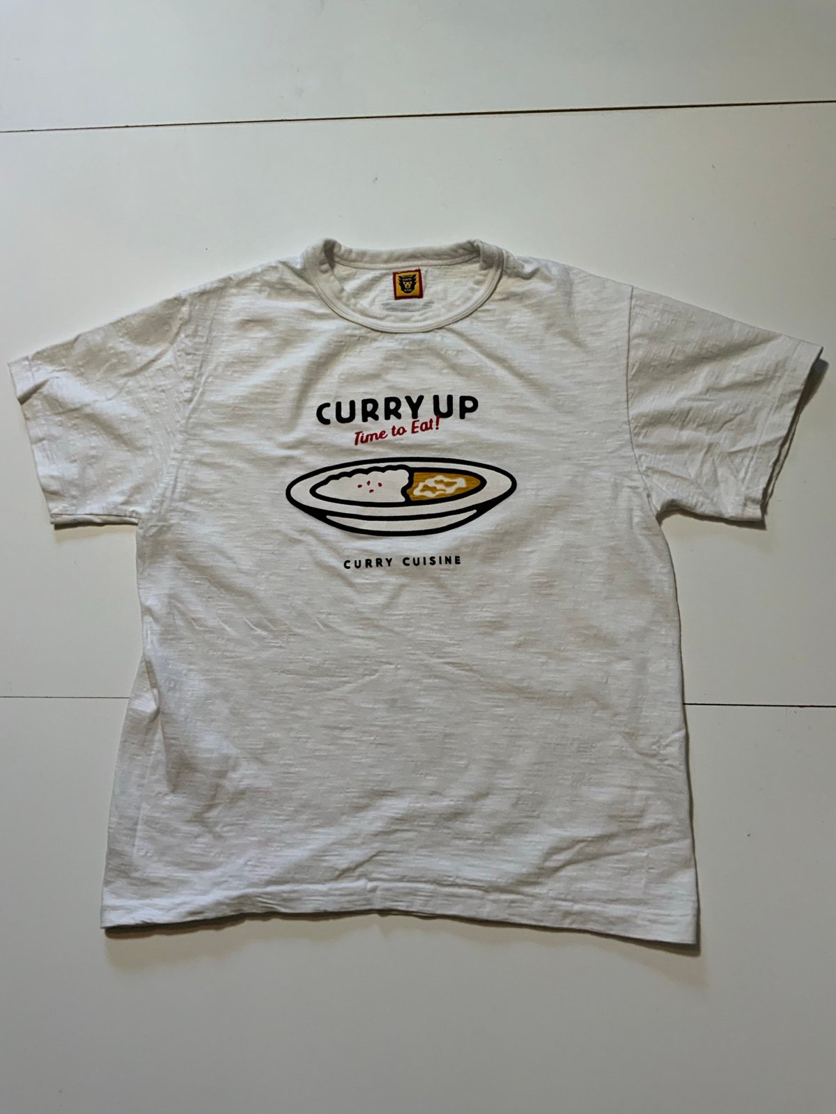Human Made Nigo Curry Up Time To Eat Graphic White S/S Crewneck T-Shirt