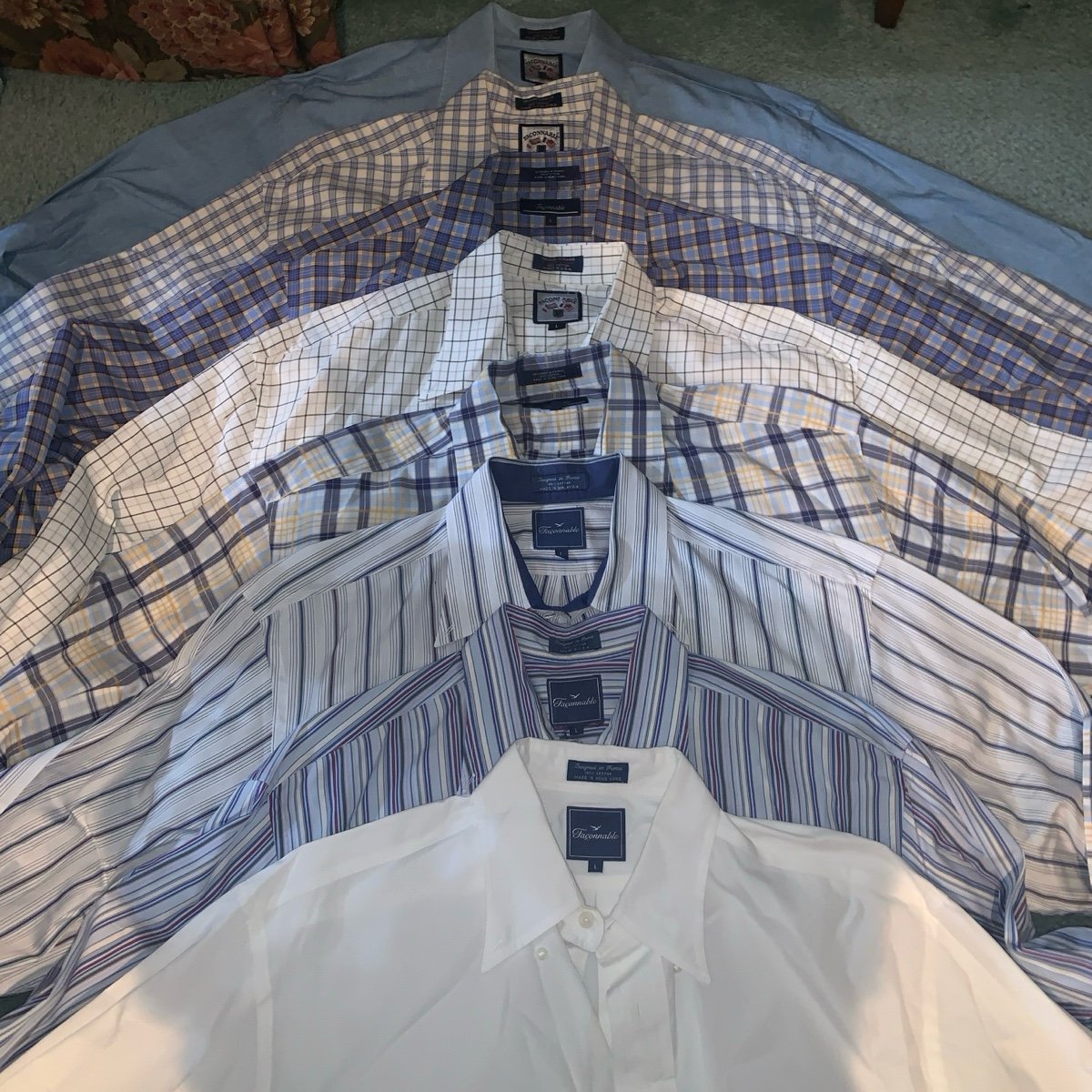 Men's Lot of 8 Faconnable Long Sleeve Button Down Dress Shirts Size Large EUC