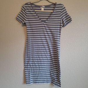 4/25 H&M Striped V Neck Bodycon T Shirt Dress