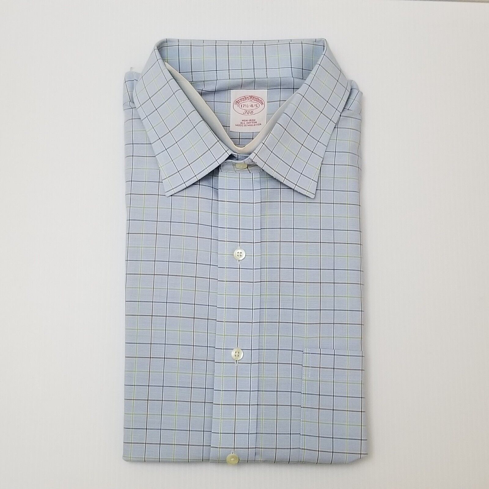 VTG Rare Brooks Brothers Blue All Cotton Non-Iron Button Collar Shirt 17 1/2-4/5