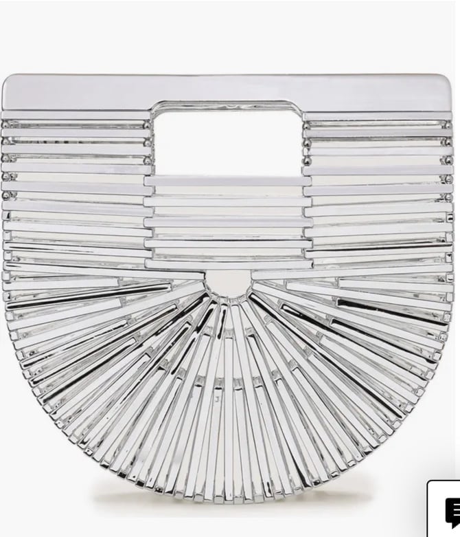 Cult Gaia Mini Ark Top Handle Shiny Silver Handbag