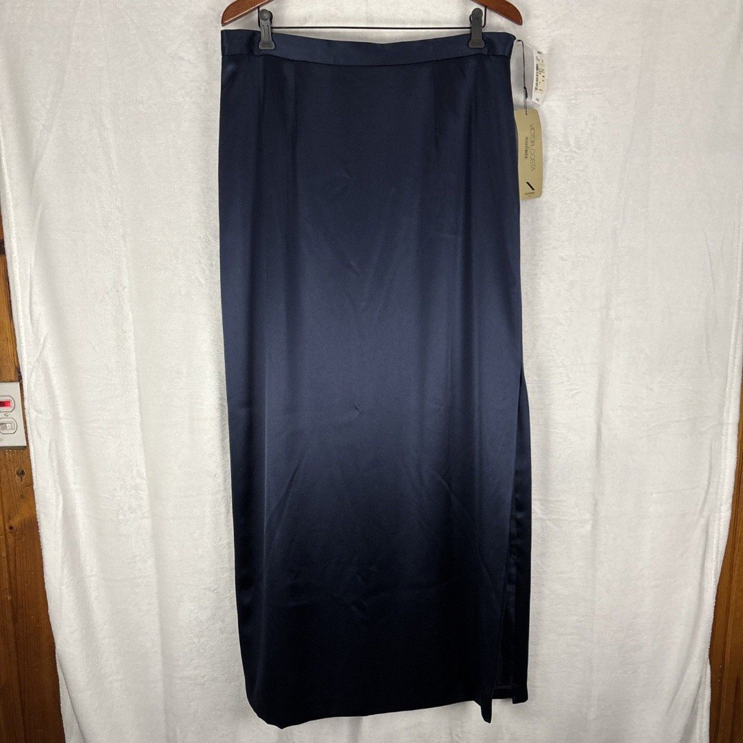 Vintage 80’s Victor Costa By Nahdree Blue Satin Evening Skirt Size 14 NWT