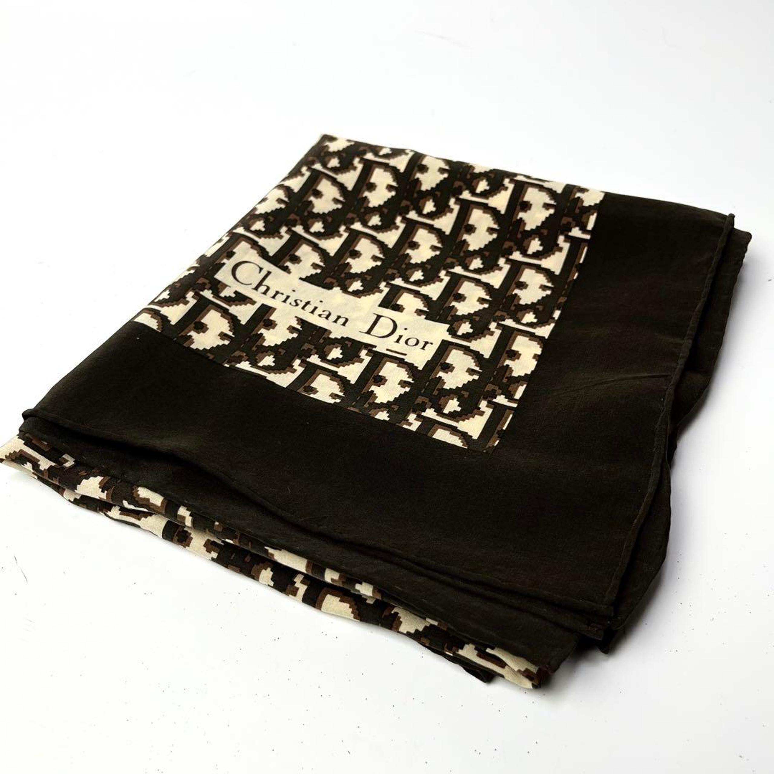 Excellent Condition ✨ Dior Trotter Pattern Scarf Bandana Large Silk 100%