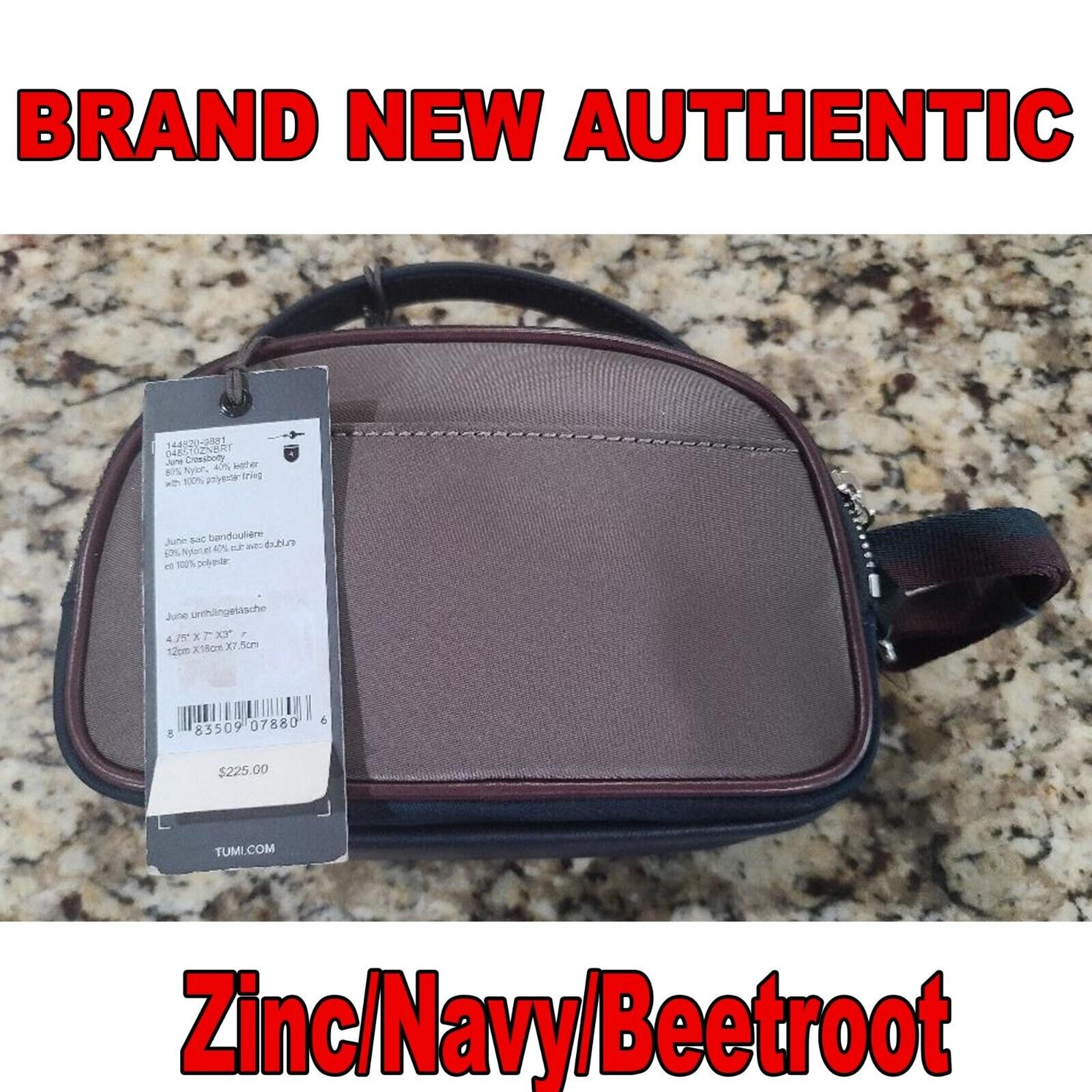Tumi June SMALL Travel Business Crossbody Shoulder Bag Zinc Navy Beetroot NEW