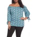 Michael Kors Womens Blue White Floral Off the Shoulder Top Plus Sz 0X NWT