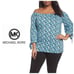 Michael Kors Womens Blue White Floral Off the Shoulder Top Plus Sz 0X NWT