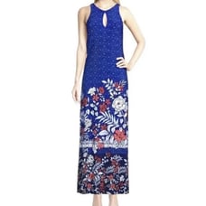 NWT Tommy Bahama Geo Garden Carmela Jersey Maxi Dress Island Navy Sz Small