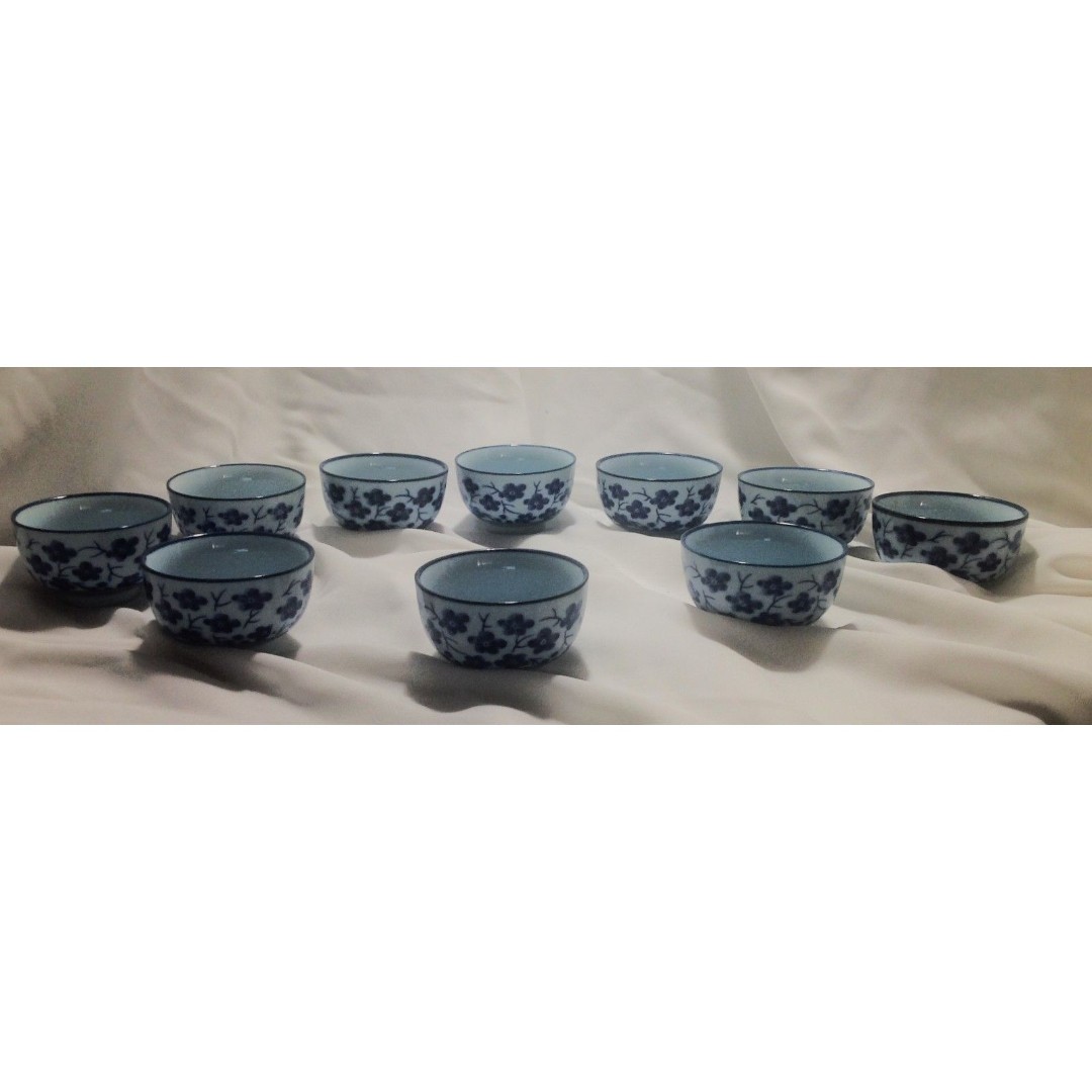 10% OFF FS ITEM42 Set of 11 Porcelain Wht/Blue Teacups & Teapot Panda logo