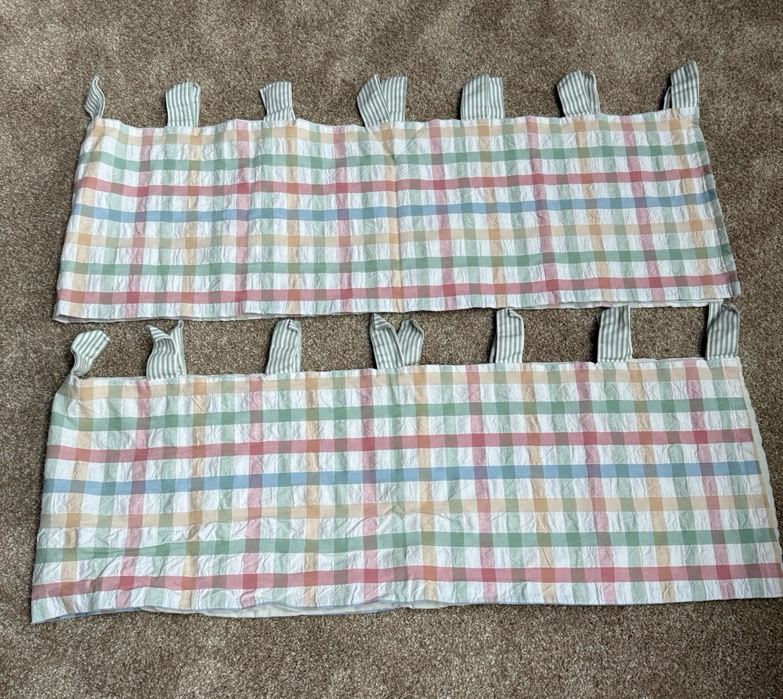 Unisex PINE CREEK BEDDING pastel gingham plaid tab valences Pottery Barn Kids-2