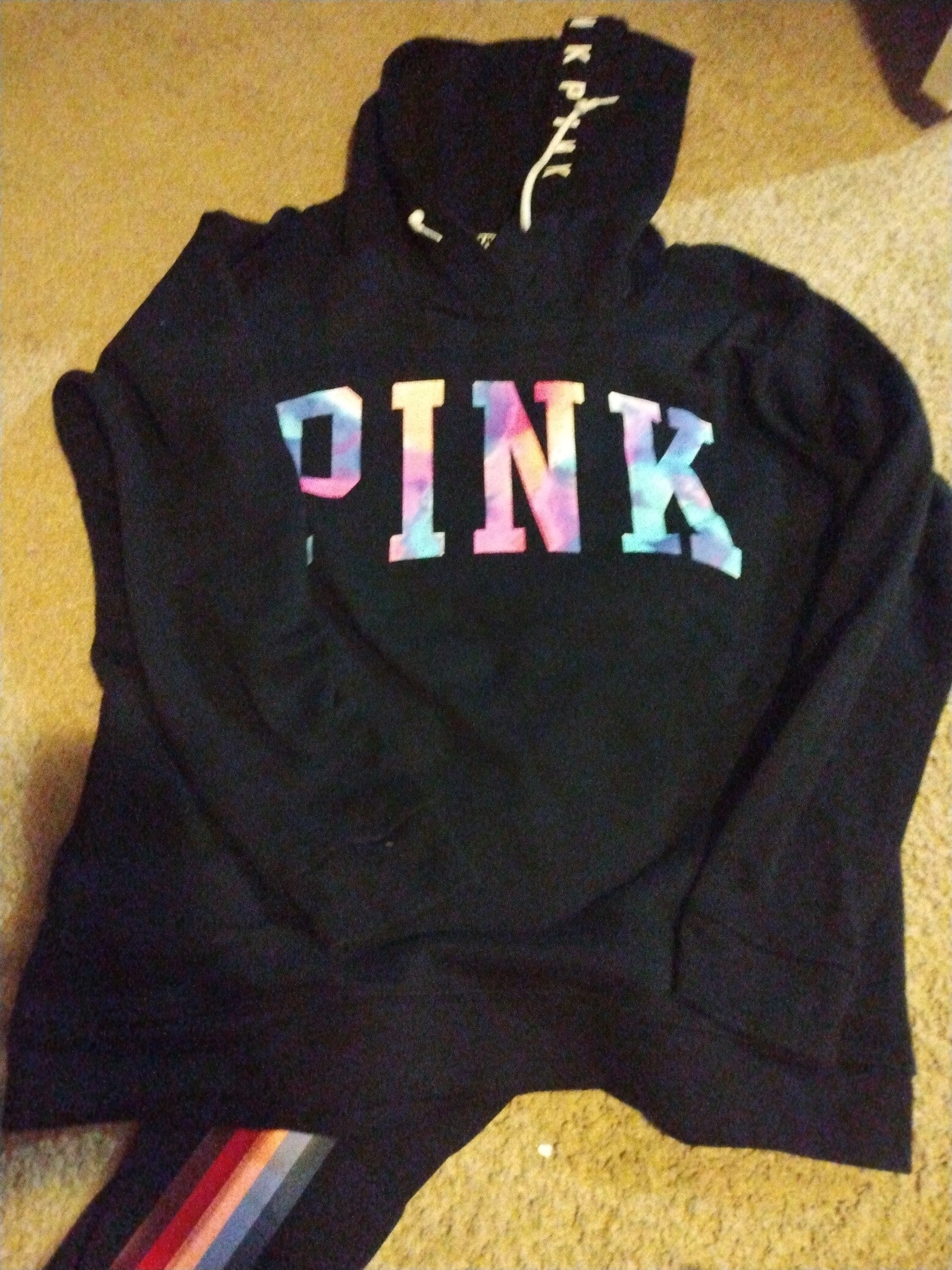 PINK watercolor hoodie NWOT matched with pink leggings