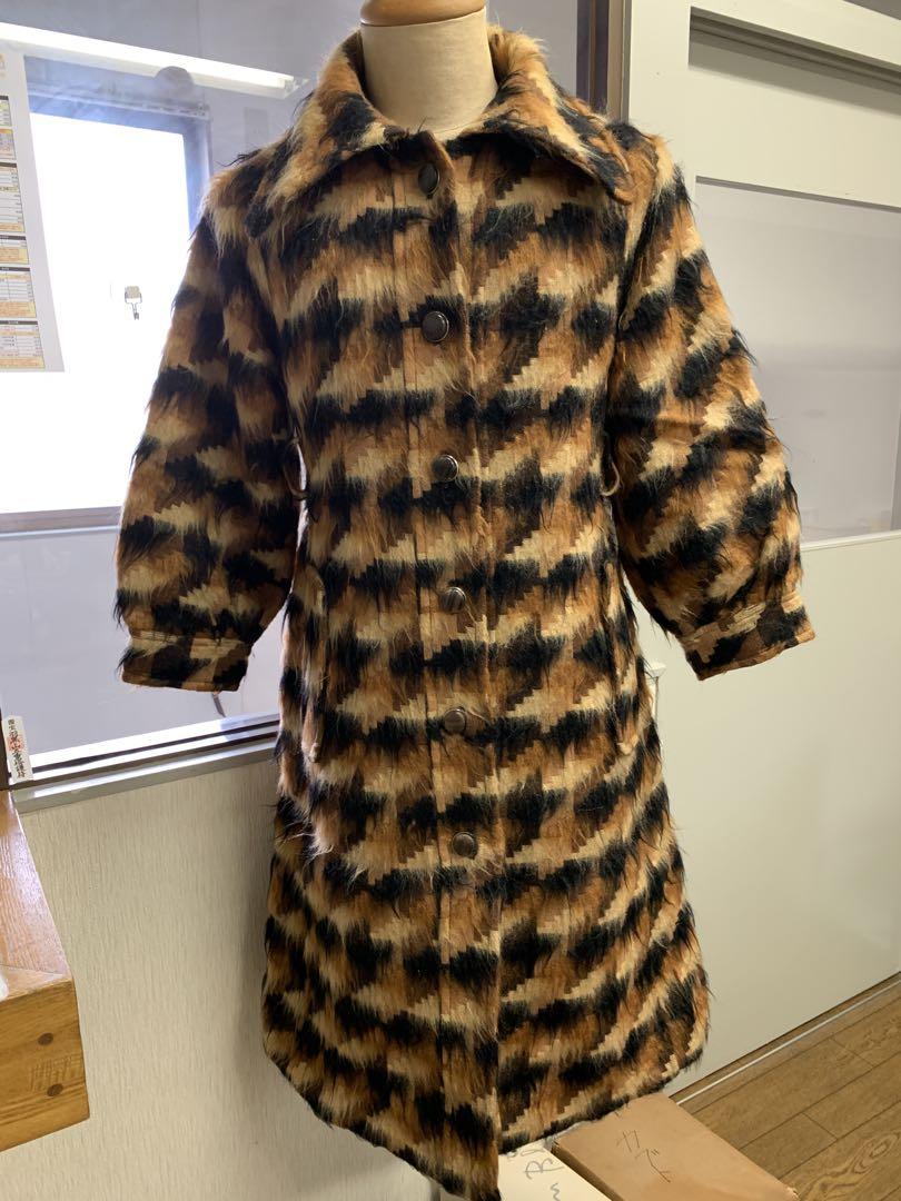 【Showa Vintage】Checked Long Coat with Waist Belt