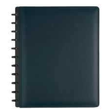 TUL® Discbound Notebook, Letter Size, Leather Cover, Narrow Ruled, Navy Blue
