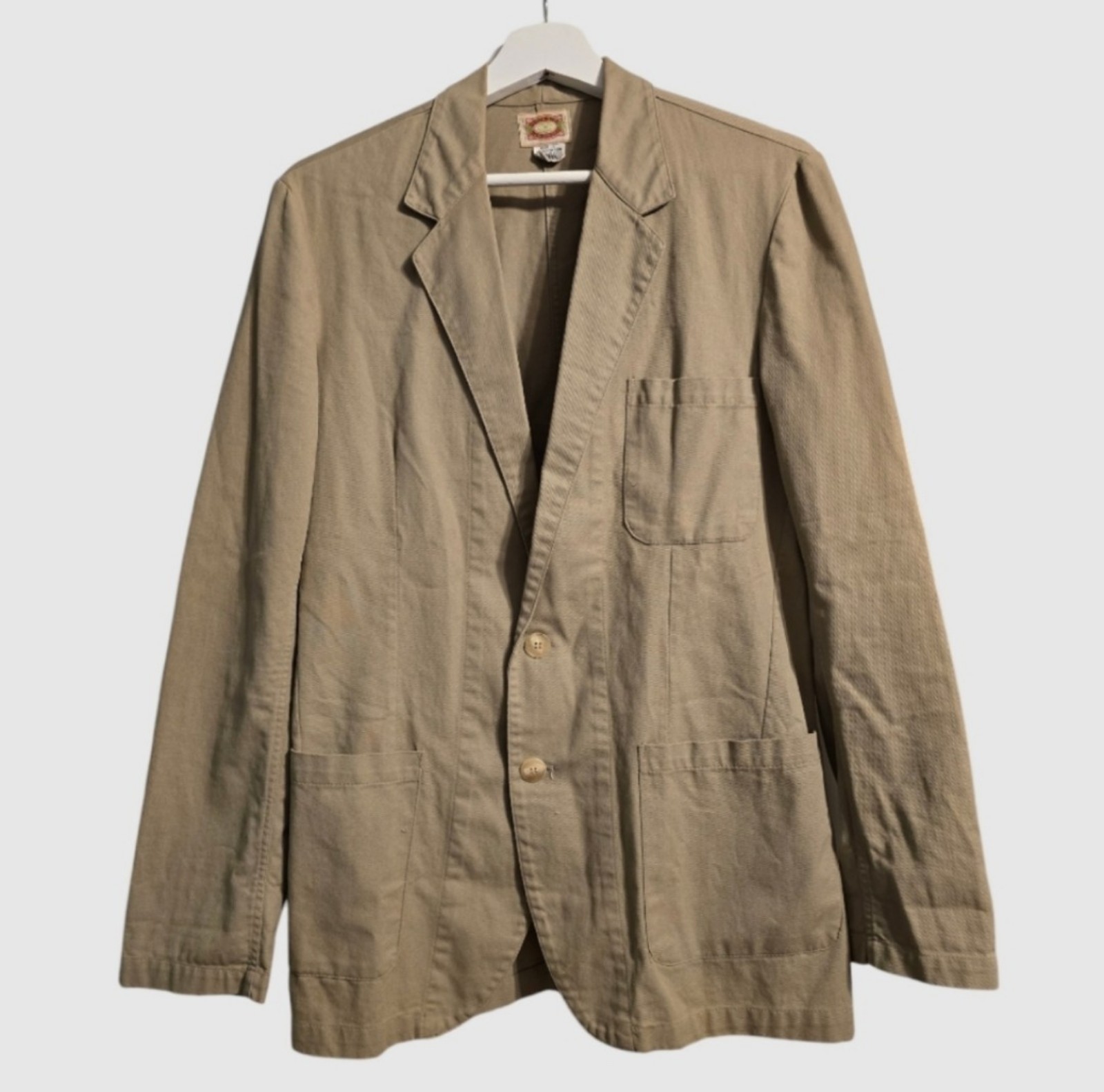 VTG Banana Republic Blazer Mens Small Tan Patch-Pockets Shacket Safari 80s Italy