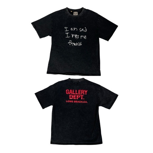 Gallery Dept Black T-Shirt Women’s Size XL “I Am Sad I Miss My Friends”