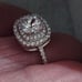 Size a double Halo style labculture diamond, white sapphire 18K white gold/925