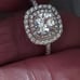 Size a double Halo style labculture diamond, white sapphire 18K white gold/925