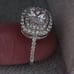 Size a double Halo style labculture diamond, white sapphire 18K white gold/925