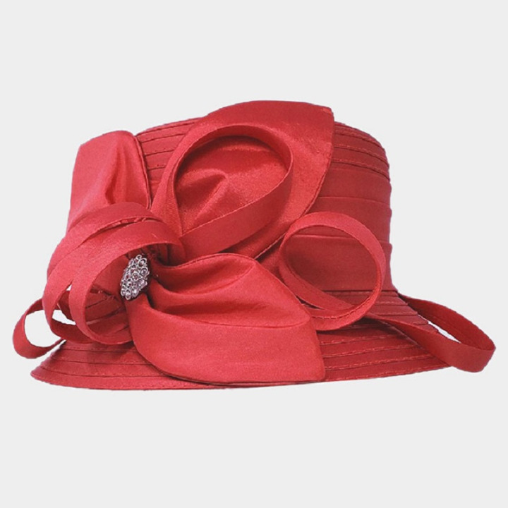 Bow Accented Flower Dressy Hat