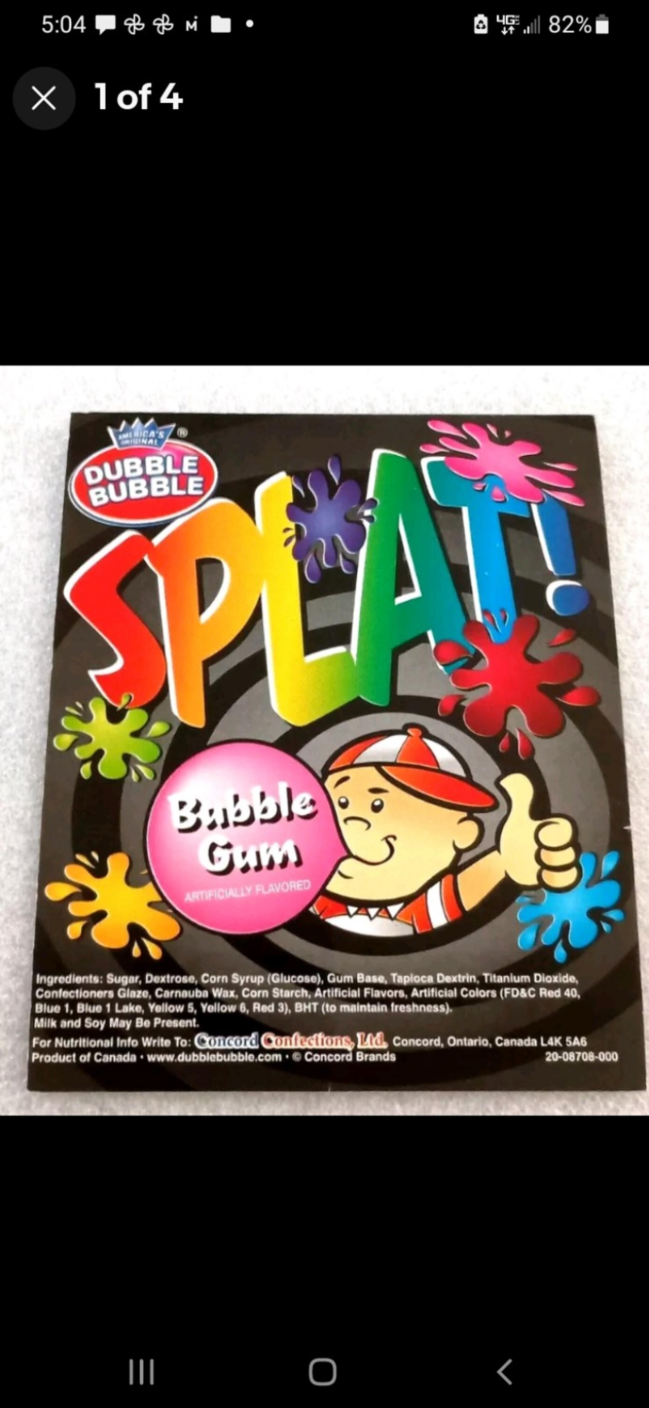 Dubble Bubble Splat Bubble Gum Vending Machine Display Card 2000s NOS NEW
